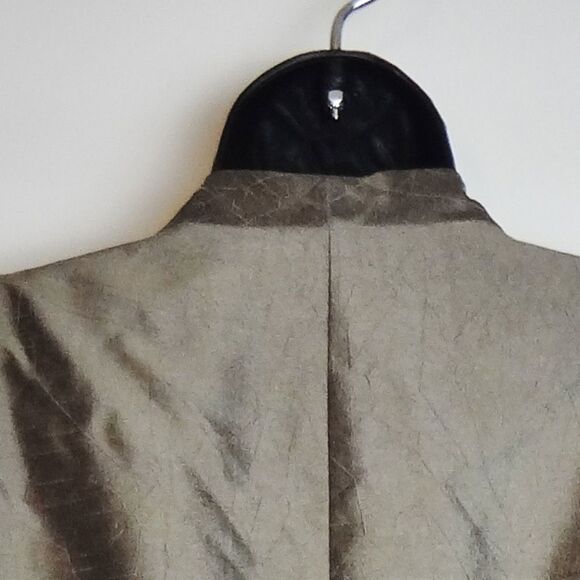 Jacqueline Ferrar Button Down Jacket Size 16 Gray Green Shiny Long Sleeve - Picture 4 of 7